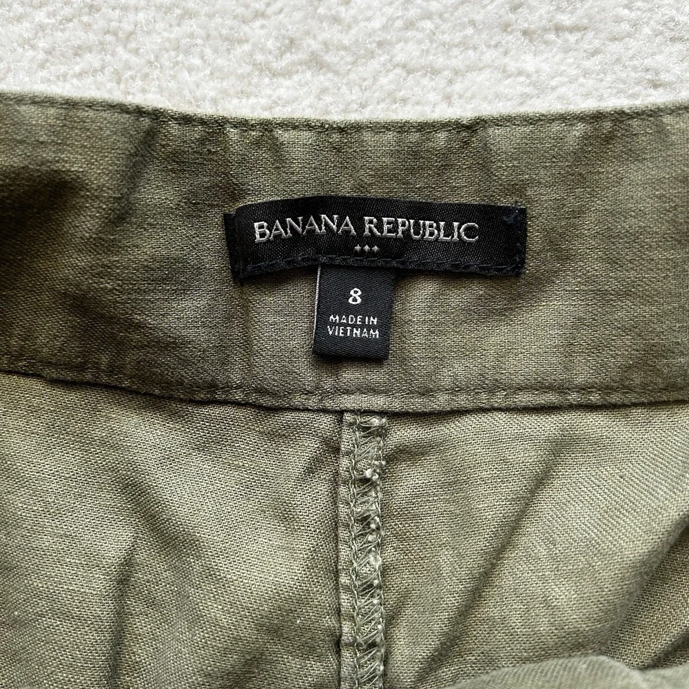 BANANA REPUBLIC Linen Pants Women's 8 Slim Stretch Fatigues Summer Lightweight